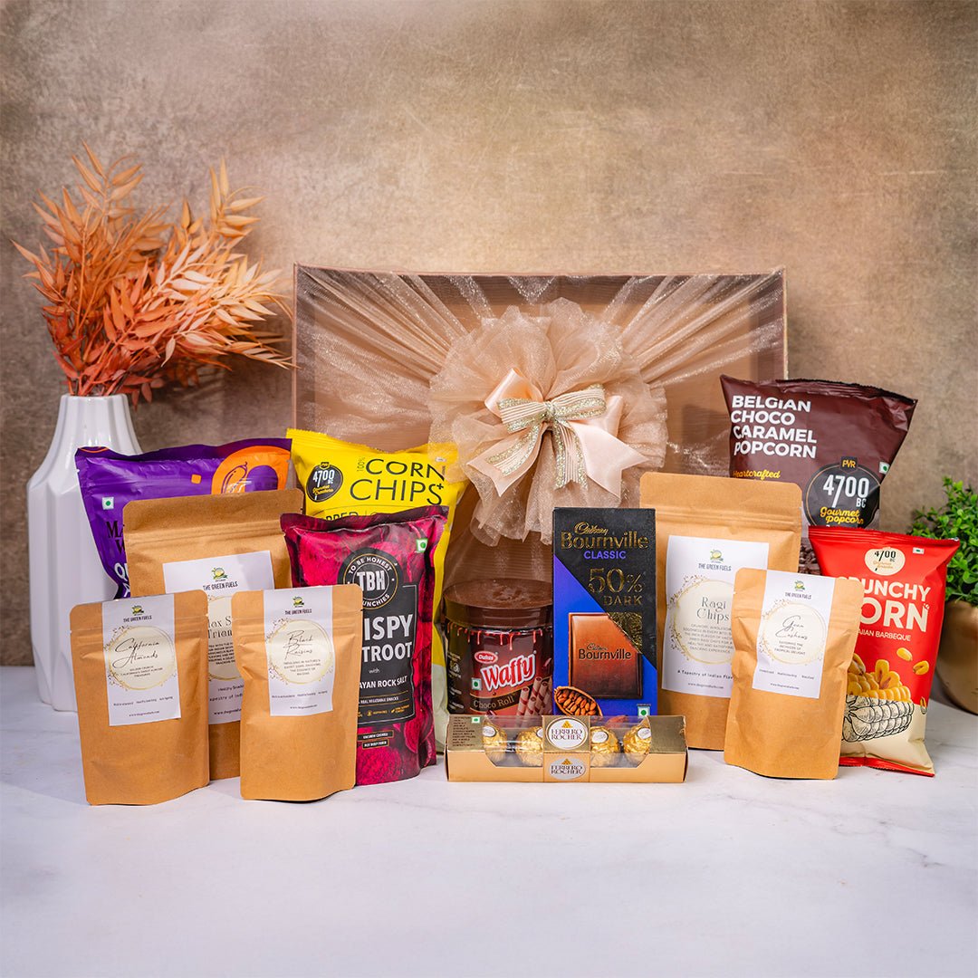 The Indulgence Tray – Chocolate and Snack Gift Tray with Bournville Almonds and Cashews – The Green Fuels