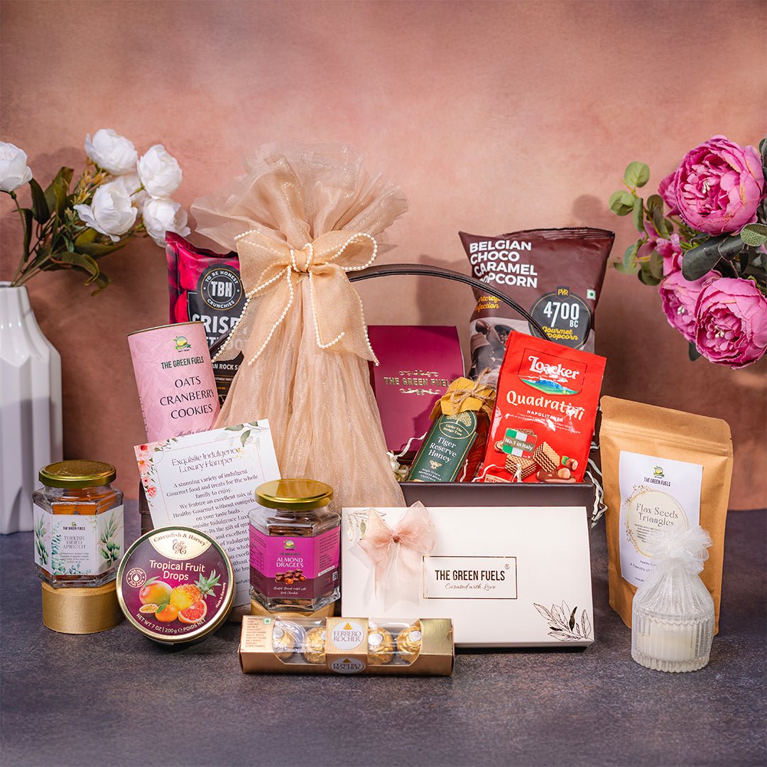 Royal Indulgence – Luxury Gift Hamper in Vegan Leather Basket – The Green Fuels