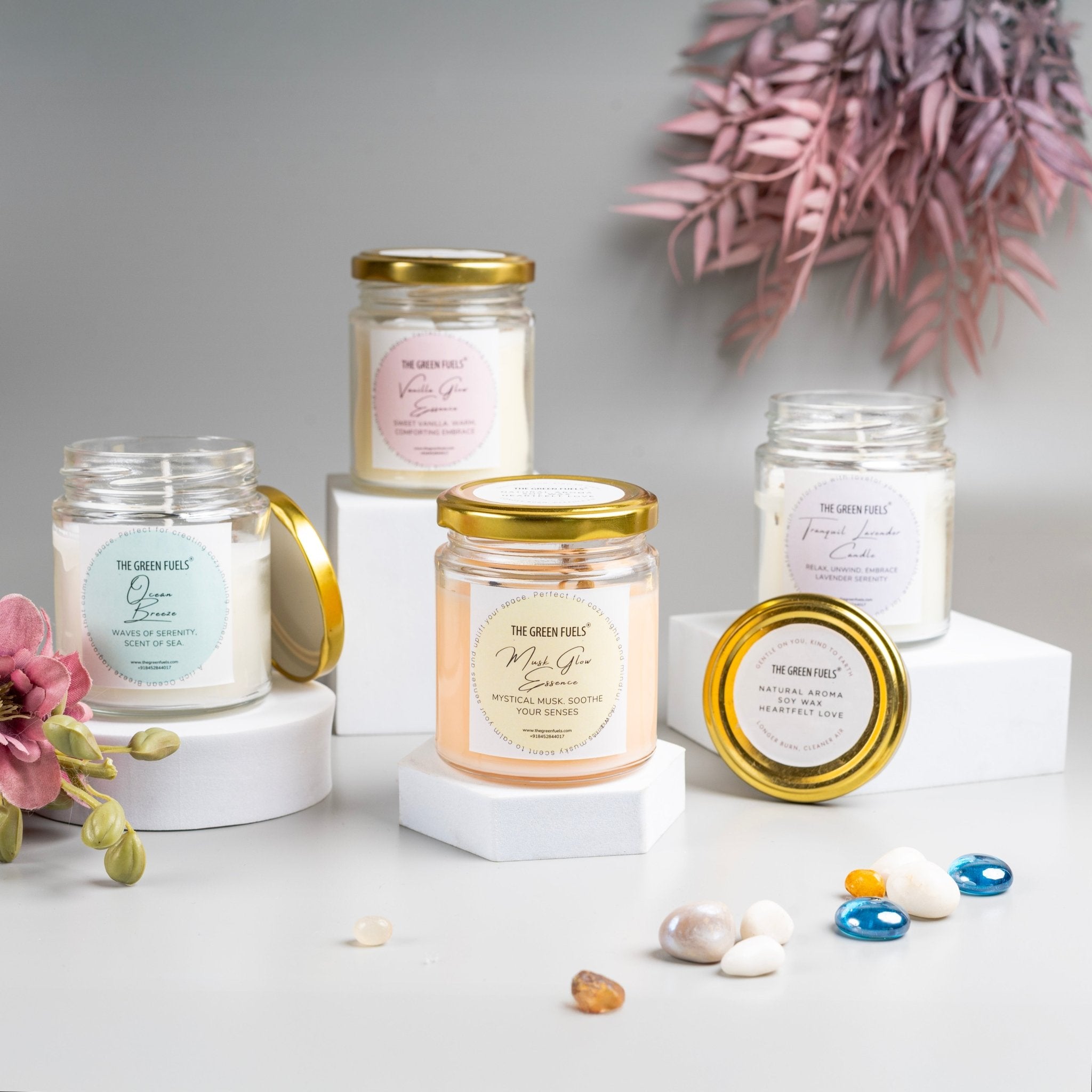 Scented Soy Wax Candles Set of 4 | Gift Box |The Green Fuels ...