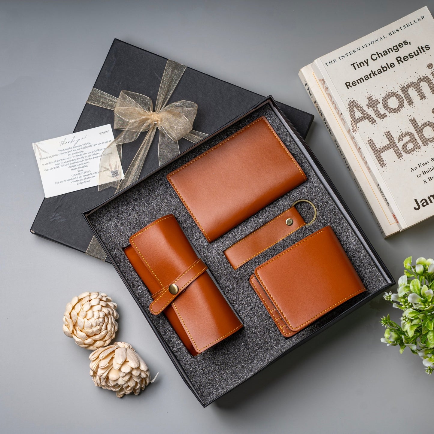 Travel essential kit with passport holder, wallet, sunglass cover and keychain by The Green Fuels