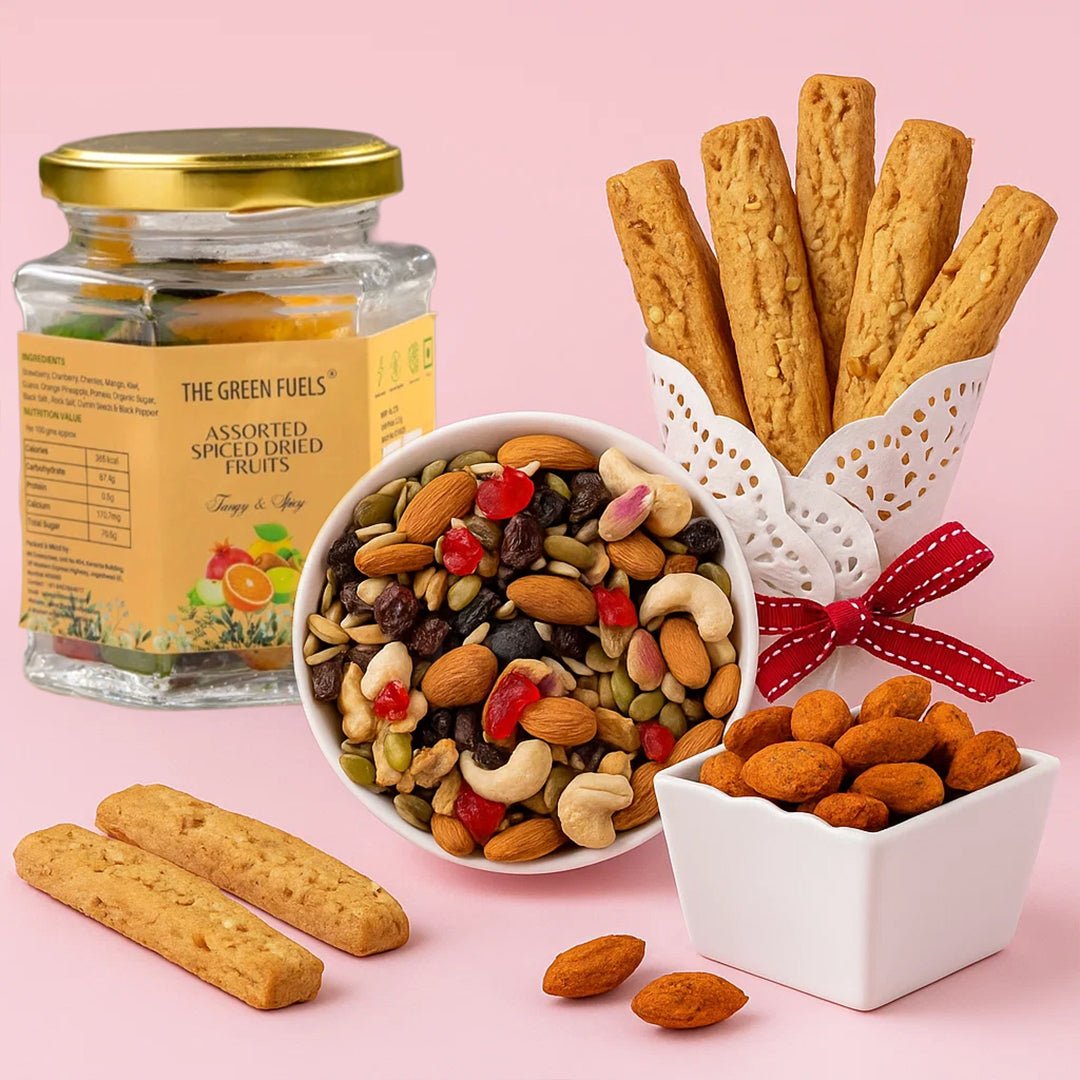Travel Munching Bundle – Healthy Snacks & Dry Fruits Gift Pack – The Green Fuels
